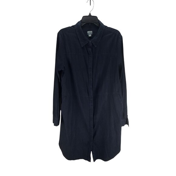 A New Day Denim Dress Long Sleeve Blue Button Front Midi Casual Plus Size XXL - Picture 1 of 9